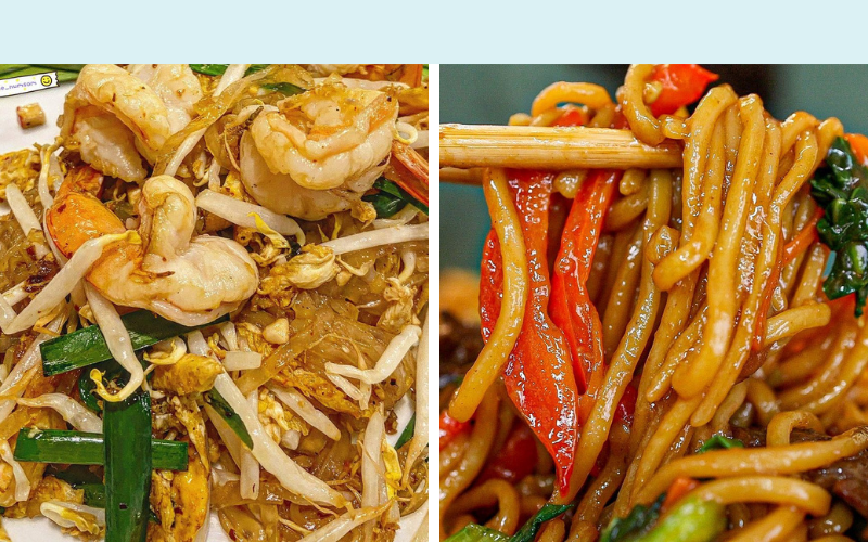 What are the differences between pad Thai vs lo mein